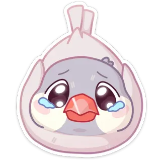 😢 d1469e52 鸟, 哭, 悲伤, 可爱, 动物, 卡通, 眼泪 telegram sticker