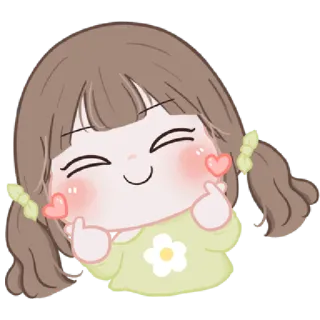 🐤 086ea931 ragazza, carino, cartone animato, cuori, kawaii, adesivo whatsapp sticker