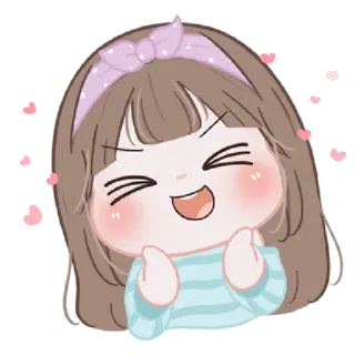 🐤 2f5bbc91 Cartone animato, Ragazza, Cuori, Carino, Felice whatsapp sticker