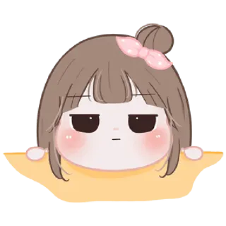 🐤 32182d5f cartone animato, ragazza, carino, sticker, annoiato, espressione whatsapp sticker