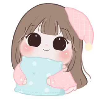 🐤 6d660a9c carino, chibi, anime, dormire, cuscino, ragazza, kawaii whatsapp sticker