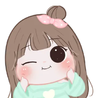 🐤 9f0c687a carino, cartone animato, ragazza, adesivo, occhiolino whatsapp sticker