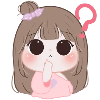 🐤 cffe2a3e cartone animato, ragazza, dito medio, punto interrogativo, carino, adesivo whatsapp sticker