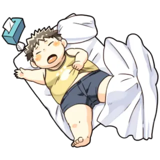 😀 5c4189ab malato, letto, fazzoletti, cartone animato, malato telegram sticker