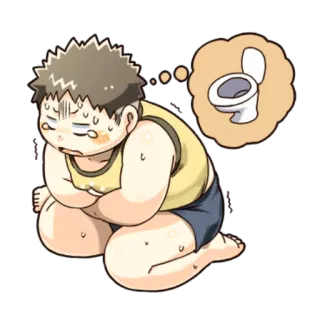 😀 b3ab9e59 WC, Bagno, Pensando, Preoccupato, Mal di pancia telegram sticker