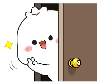 ✌️ 06a820e9 漫画, キャラクター, 可愛い, ドア, ピースサイン, カワイイ telegram sticker