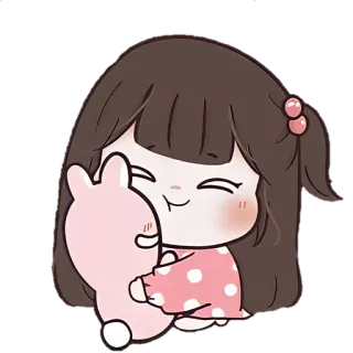 🎐 d49cf897 女の子, 可愛い, 漫画, ウサギ, ピンク, 可愛い telegram sticker