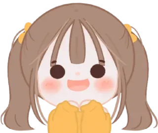 😃 000baa09 可爱, 卡哇伊, 女孩, 卡通, Q版, 黄色, 贴纸, 动漫 telegram sticker