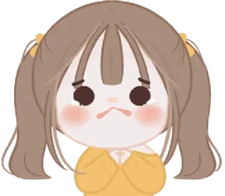 😢 d87aa418 卡通, Q版, 卡哇伊, 可爱, 女孩, 悲伤 telegram sticker