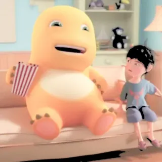 🦕 2a315048 desenho animado, animado, criança, monstro, pipoca, sofá telegram sticker