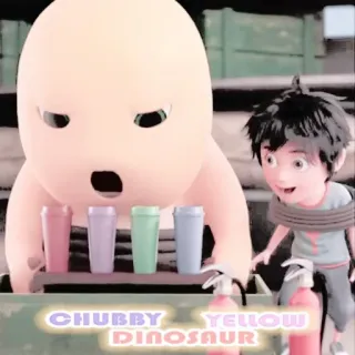 🦕 2d04bbd9 CHUBBY YELLOW DINOSAUR animação, gordinho, amarelo, dinossauro telegram sticker