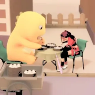 🦕 669edbe6 Desenho animado, Fofo, Comendo, Jantar, Mesa telegram sticker