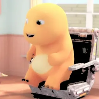 🦕 a60940bc desenho animado, criatura laranja, cadeira, fofo, adorável, animado telegram sticker