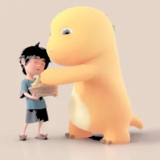 🦕 caa16ea1 menino, dinossauro, fofo, amizade, desenho animado telegram sticker