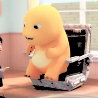 🦕 d721f40e desenho animado, personagem, criança, cadeira telegram sticker