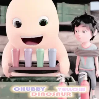 🦕 f1768fae CHUBBY YELLOW DINOSAUR desenho animado, animação, gordinho, amarelo, dinossauro telegram sticker