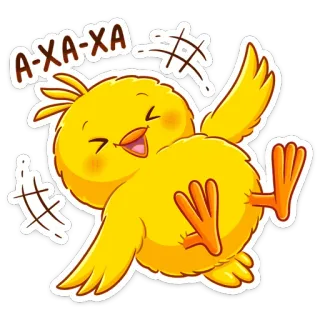 😂 f7ac9b0e A-XA-XA pássaro, pintinho, rindo, feliz, alegre, desenho animado telegram sticker