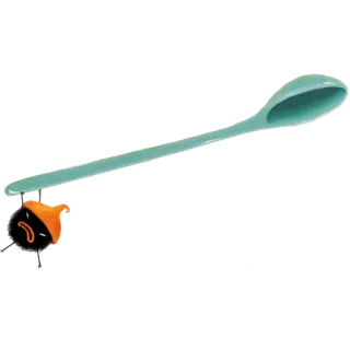 🍴 b2861863 ช้อน, เครื่องครัว, อุปกรณ์, ทำอาหาร, สีส้ม, สีดำ whatsapp sticker