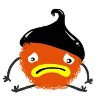 😞 9c34f834 橡子, 悲伤, 卡通, 人物, 橙色, 黑色 telegram sticker
