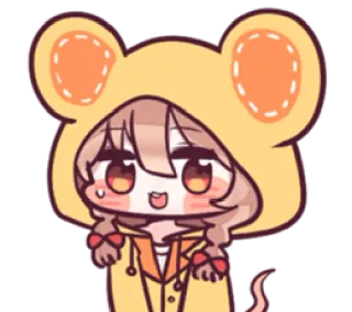 😄 02e5dcde 卡通, 可爱, 动漫, 老鼠, 帽衫 telegram sticker