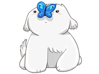 😘 3eba7300 dog, puppy, butterfly, cute, animal telegram sticker