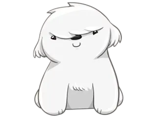 😏 f32f04b5 dog, cartoon, animal, cute, white, fluffy telegram sticker