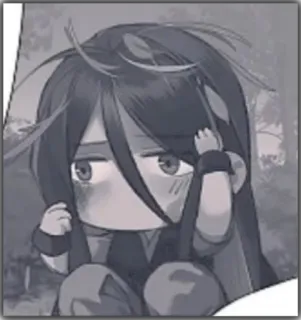 😞 d48af19b chibi, anime, manga, offensive gesture, cartoon, character whatsapp sticker