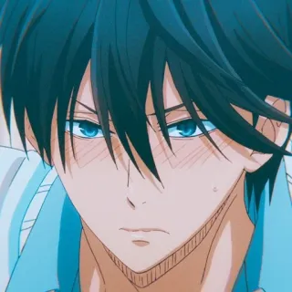 🥺 a517d72e anime, mata biru, merona, pria whatsapp sticker