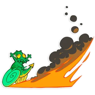 👣 1de31548 lézard, monstre, feu, dessin animé, fantaisie, personnage, vert whatsapp sticker