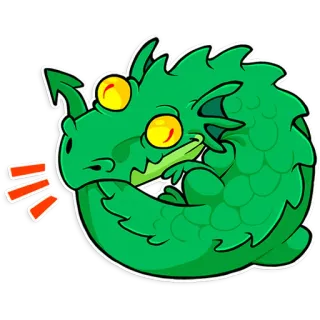 🤪 2477815e dragon, vert, dessin animé, mignon, monstre, fantaisie whatsapp sticker