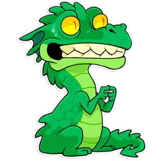 😬 38dc6601 dragon, vert, dessin animé, mignon, nerveux, monstre whatsapp sticker