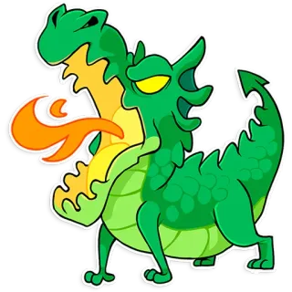🤬 50eafa1e dragon, fantaisie, mythique, monstre, dessin animé, feu, mignon, vert whatsapp sticker
