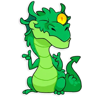 😉 52d98ef5 dragon, vert, dessin animé, autocollant, créature mythique, animal, mignon whatsapp sticker