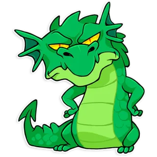 😤 6cfa2d73 dragon, dessin animé, fantaisie, monstre, créature mythique, vert, en colère whatsapp sticker
