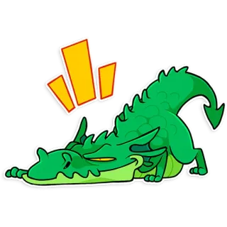 😏 70dc2940 dragon, dessin animé, vert, animal, drôle, endormi, mignon whatsapp sticker