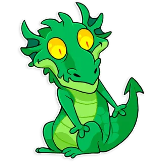 😦 835f85d4 dragon, dessin animé, vert, animal, mignon, autocollant, créature mythique whatsapp sticker