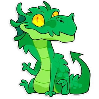 😀 8e58d60b dragon, dessin animé, vert, animal, mignon, autocollant whatsapp sticker