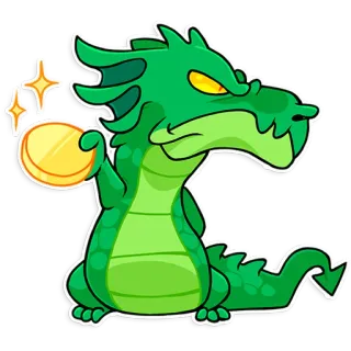 💵 97ed38f9 dragon, or, pièce, fantaisie, monstre, reptile, dessin animé whatsapp sticker