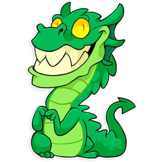 😁 a9f74f8b dragon, vert, dessin animé, animal, fantaisie, autocollant whatsapp sticker