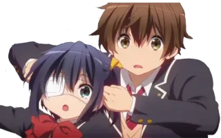 😧 0e2f1d06 Rikka Takanashi Chuunibyou Demo Koi ga Shitai! Anime, Chuunibyou, Rikka Takanashi, Parche en el ojo, Uniforme escolar, Lindo, Pareja telegram sticker