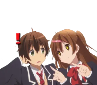 ❗️ 8e7df528 Anime, Dibujos animados, Uniforme escolar, Personajes, Señalando, Signo de exclamación telegram sticker