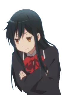 😏 aefdd948 Anime, Chica, Uniforme escolar, Lazo rojo, Dibujo animado, Personaje telegram sticker