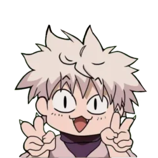 ✌️ 44a917fc Killua Zoldyck Hunter x Hunter Anime, Manga, Killua, Hunter x Hunter, Postać, Znak pokoju telegram sticker