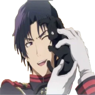 💓 69545a64 anime, postać, portret, uśmiech, mrugnięcie, ciemne włosy telegram sticker