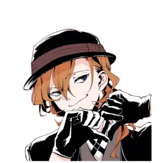 ❤️ d7c27671 Anime, Postać, Kapelusz, Rękawiczki, Portret telegram sticker