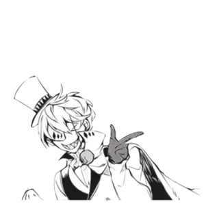 🤡 f6ddd4a6 Anime, Manga, Złoczyńca, Cylinder, Rękawiczki, Uśmiech telegram sticker