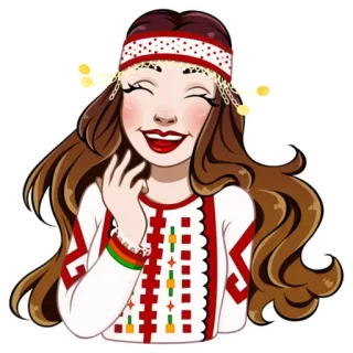 😂 ffdaab29 女人, 传统服装, 微笑, 头带, 快乐, 卡通 telegram sticker