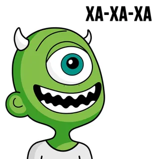 😂 b580c5de XA-XA-XA monster, green, one-eyed, cartoon, halloween whatsapp sticker