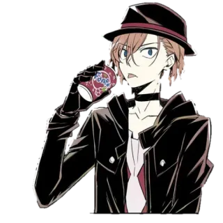 😒 1a16ba24 Chuuya Nakahara Bungo Stray Dogs Anime, Chuuya, Bungo Stray Dogs, Manga, Charakter, Hut telegram sticker