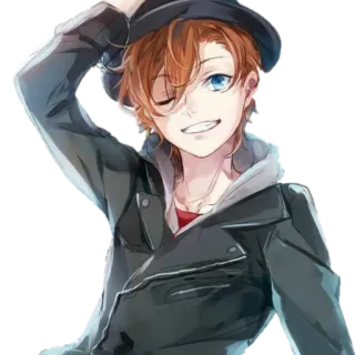 😁 288f5e70 Anime, Charakter, Hut, Jacke, Zwinkern telegram sticker